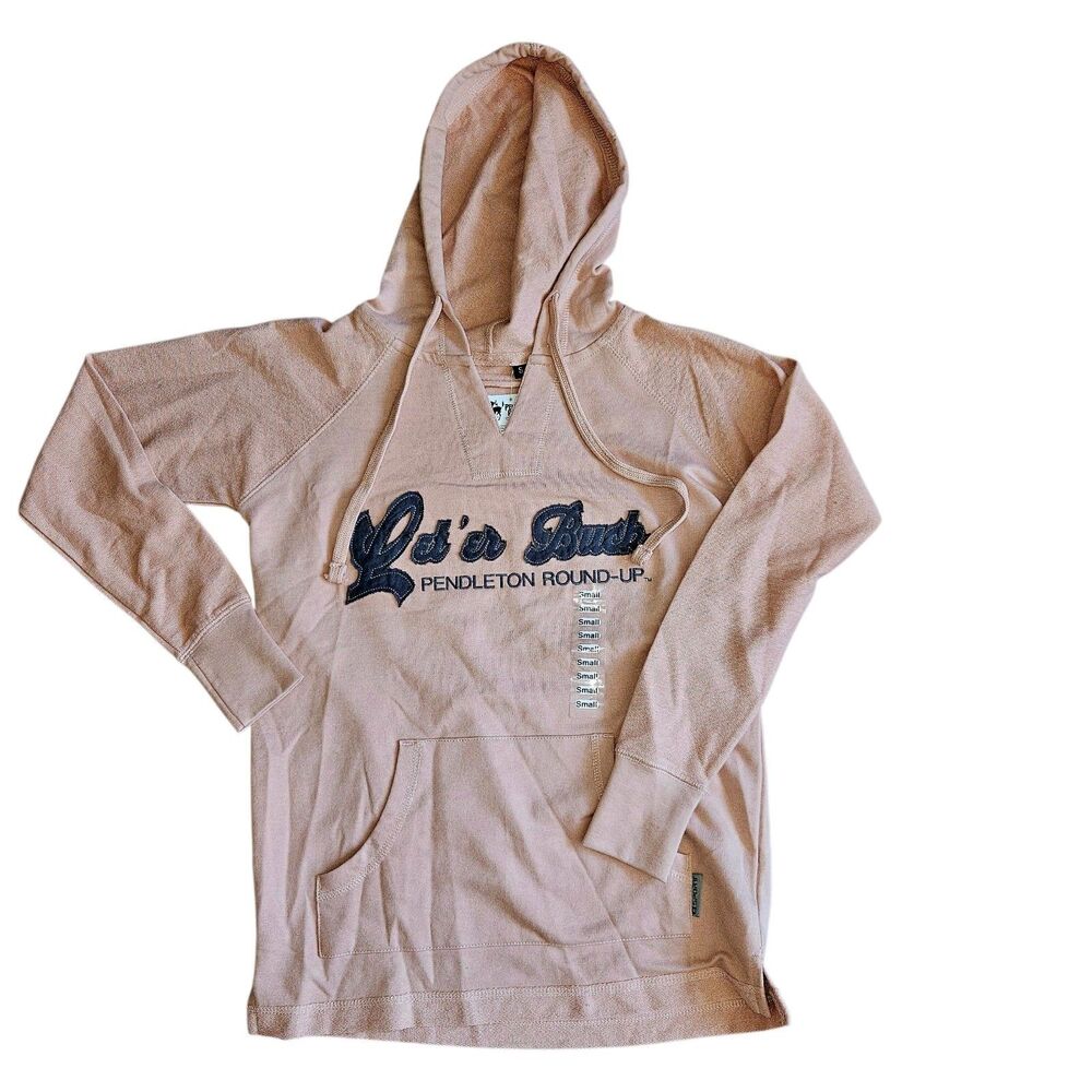 Pendleton Round Up Women's Hooded Sweatshirt Pink Let er Buck Size S Hoodie NWT